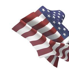 Poster - Waving American Flag Isolated on White