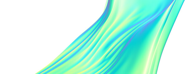 Poster - Abstract Teal and Green Flowing Fabric