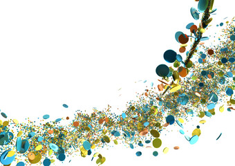 Poster - A festive and celebratory image of confetti and ribbons exploding in mid-air.  Perfect for backgrounds, celebrations, or party designs.