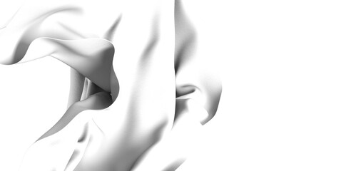Poster - A high-resolution image of a white fabric drape with soft, flowing folds, perfect for backgrounds and design elements.