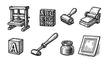 hand-drawn printing icons
