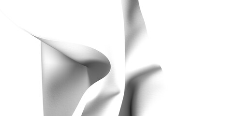 Poster - A close-up of a white fabric drape with soft folds and shadows against a white background.
