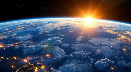 Wall Mural - Earthrise sunrise stunning planet view space