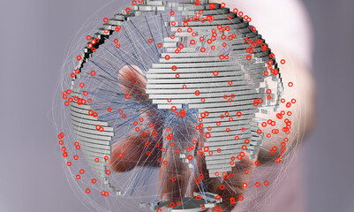 Fototapete - Abstract image of a global network.  Perfect for technology, communication, and connection concepts.