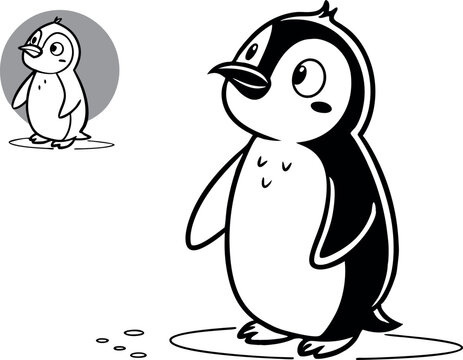 Standing Penguin Line Drawing