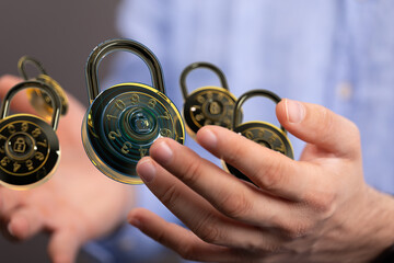 Poster - Image of combination locks symbolizing data protection, cybersecurity, and digital privacy.