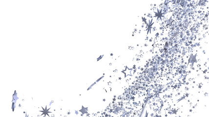 Aufkleber - Elegant silver stars burst across a white background. Perfect for holidays, celebrations, or magical designs.