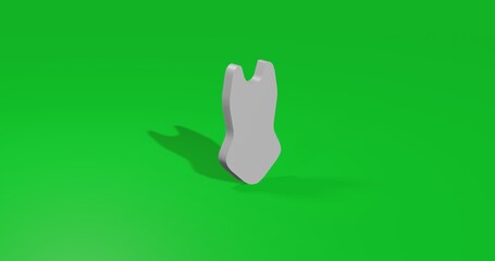 Poster - Isolated realistic white one-piece swimsuit symbol front view with shadow. 3d illustration on green chroma key background