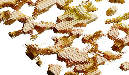 Aufkleber - 3D rendering of golden cubes, perfect for modern backgrounds, technology, and luxury designs.