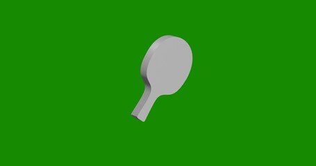 Poster - Isolated realistic white table tennis symbol front view with shadow. 3d illustration on green chroma key background