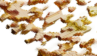 Aufkleber - Golden 3D cube abstract background. Stock photo ideal for technology, luxury, and modern design projects.
