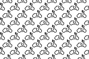 Poster - seamless pattern completely filled with outlines of scooter symbols. elements are evenly spaced. ill