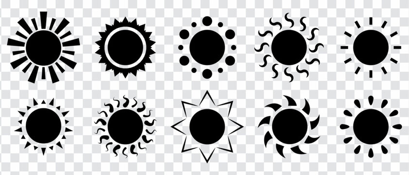 Best Sun Icons Set  Design 2025 Vector illustration 