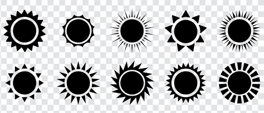 Best Sun Icons Set  Design 2025 Vector illustration 