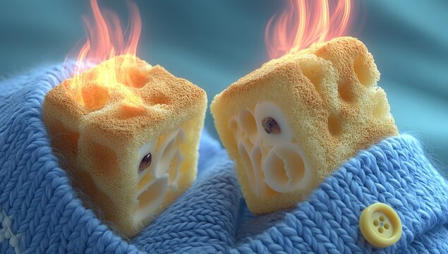 Burning Cupcakes On Blue Sweater