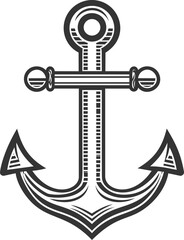Poster - Black and white intricately detailed anchor graphic illustration. Vector illustration