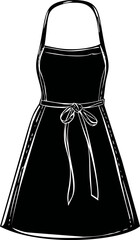 Aufkleber - Black and white  of apron with bow tie, fashion design sketch. Vector illustration