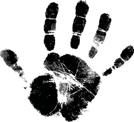 Aufkleber - Black handprint resembling a forensic fingerprint sketch. Vector illustration