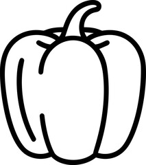 Poster - Line drawing of a bell pepper in black and white outline illustration. Vector illustration