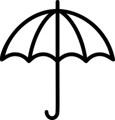 Aufkleber - Black umbrella line icon with curved handle. Vector illustration