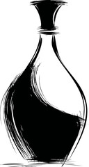 Aufkleber - Abstract black and white illustration of a vase with dynamic brush strokes. Vector illustration