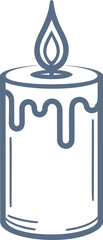 Aufkleber - Simple blue line drawing of a candle with a flame and melting wax. Vector illustration