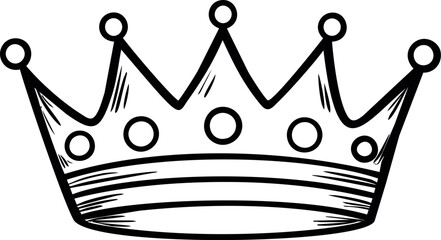 Aufkleber - Black and white illustration of a crown with circular details, simple design. Vector illustration