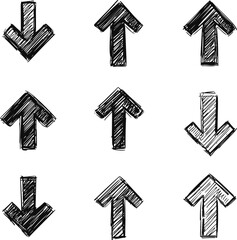 Poster - Sketchy black arrows pointing in different directions. Vector illustration