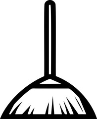 Poster - Black and white illustration of a broom with a long handle. Vector illustration