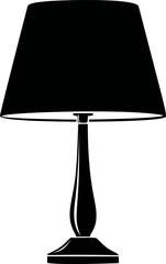 Poster - Silhouette of a classic table lamp with a shade in black and white vector. Vector illustration