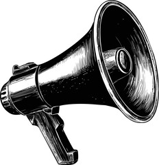 Poster - Black and white megaphone illustration showcasing vintage style design. Vector illustration