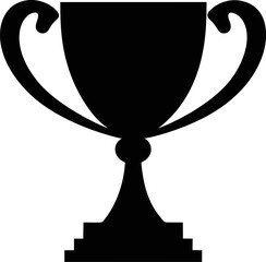 Poster - Silhouette of a trophy with ornate handles on a pedestal background. Vector illustration