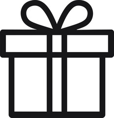 Poster - Black and white gift box icon with ribbon, minimalistic design concept. Vector illustration