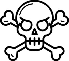 Poster - Skull and crossbones black outline symbol for danger or toxicity warning. Vector illustration