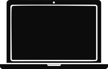 Aufkleber - Black and white silhouette of a modern laptop with blank screen, minimal design. Vector illustration