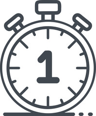 Poster - Monochrome stopwatch icon with number one in center. Vector illustration