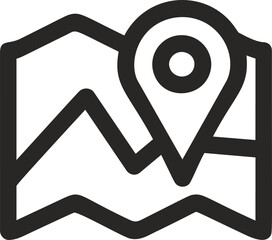 Aufkleber - Map icon with location pin symbol in black and white vector design. Vector illustration