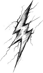 Aufkleber - Black lightning bolt sketch with jagged edges, concept art. Vector illustration