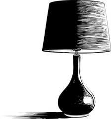 Poster - Black and white silhouette of a classic lamp, artistic sketch. Vector illustration