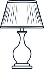 Poster - Black and white illustration of a classic table lamp, abstract home decor art. Vector illustration