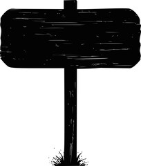 Poster - Black silhouette of wooden signpost illustration. Vector illustration