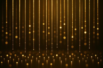 Aufkleber - Abstract golden light strings and glowing bokeh particles on dark background, creating a luxurious festive atmosphere of illuminated depth effect.