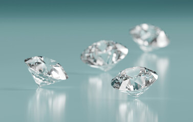 Poster - Diamonds group placed on blue background 3d rendering soft focus
