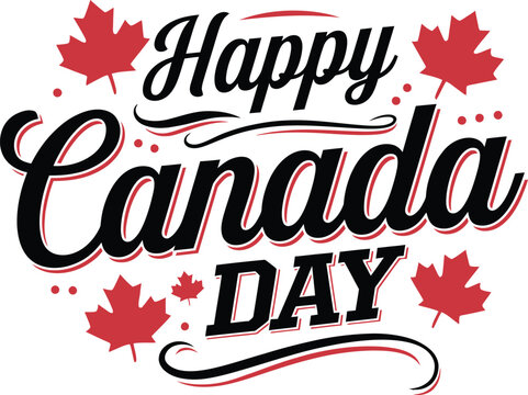 Happy Canada Day Calligraphy design vector illustration with White background