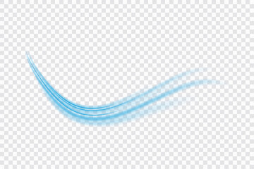 Poster - Wavy transparent curved lines in the form of a blue wave, dynamically flowing sea water in a large set of different contour shapes.