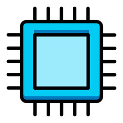 Poster - Microchip Processor Vector Icon: CPU, Computer Component, Digital Technology, Data, Artificial Intelligence. Flat Design