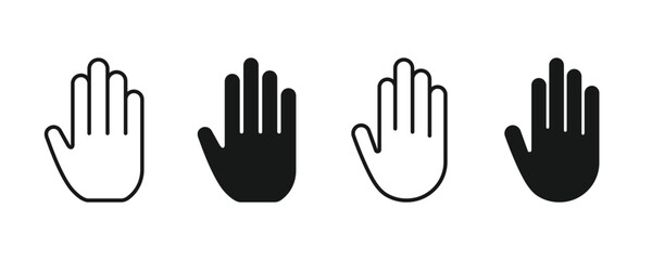 Poster - Hand icon set. Stop hand icon. Palm symbol. Stop gesture sign. Human hand vector icon. Hand stop icon set