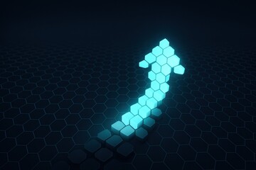 Poster - This glowing hexagonal arrow symbolizes business growth and strategic decision-making highlighting innovation and leadership in dynamic environments