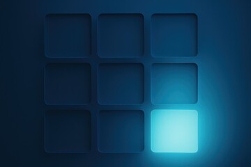 Poster - This clean interface design illustrates strategy and decision-making by highlighting one panel in bright color symbolizing business growth and innovation