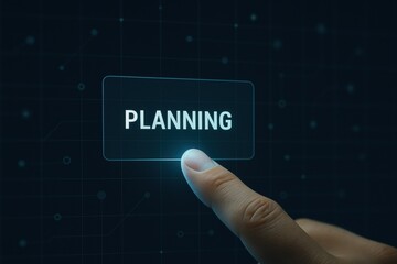 Poster - A activates a digital interface emphasizing planning illustrating strategy and decision-making that drive business growth and innovation